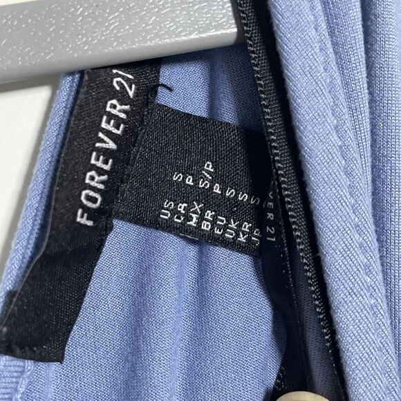 Forever 21 Women's Blue Long Sleeve V-Neck Tie Wrap Dress Size Small Princess - Picture 4 of 8